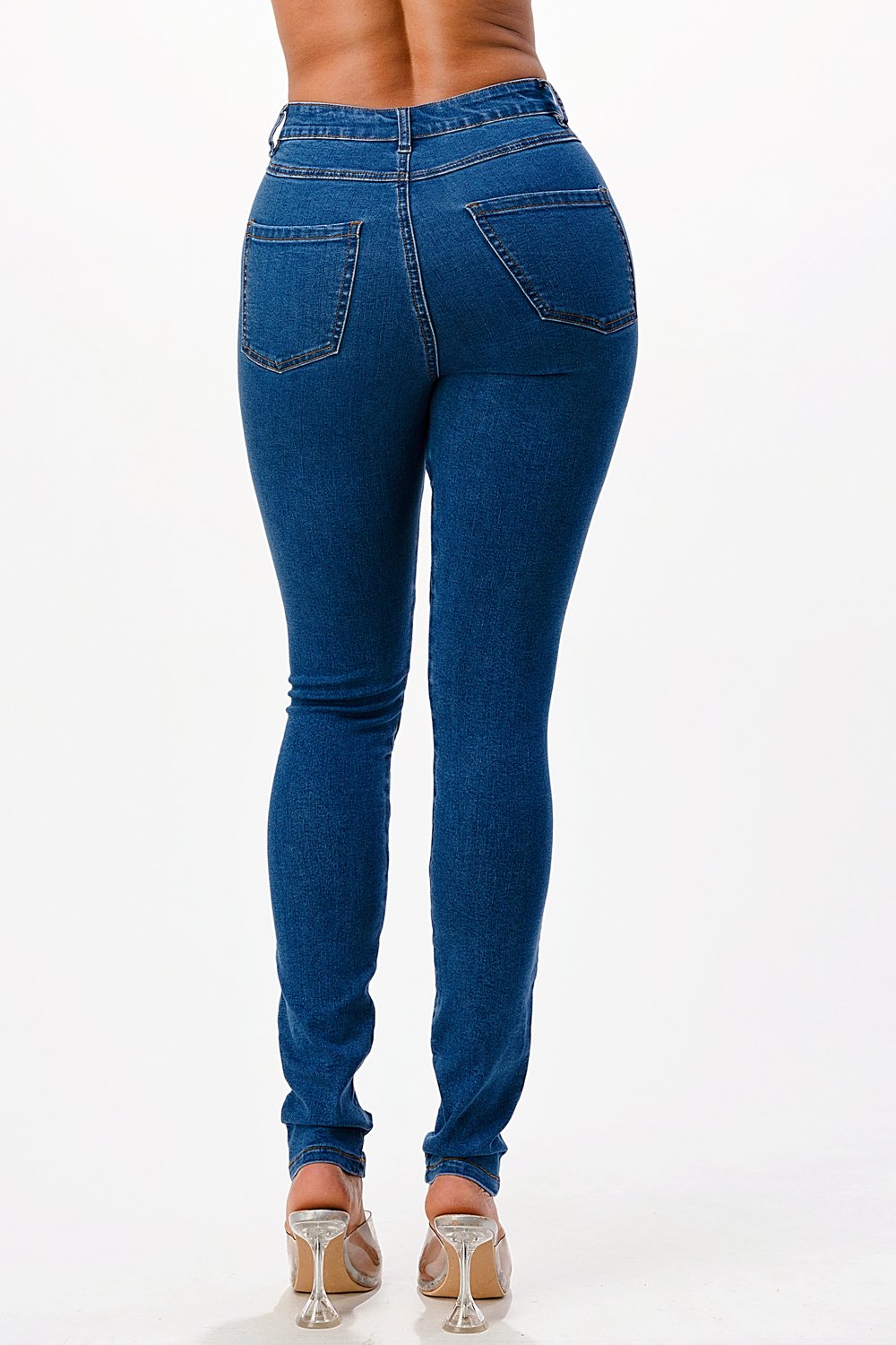 Purple Candy Jeans Women High Rise Skinny Fit Denim Pants (Medium Blue)